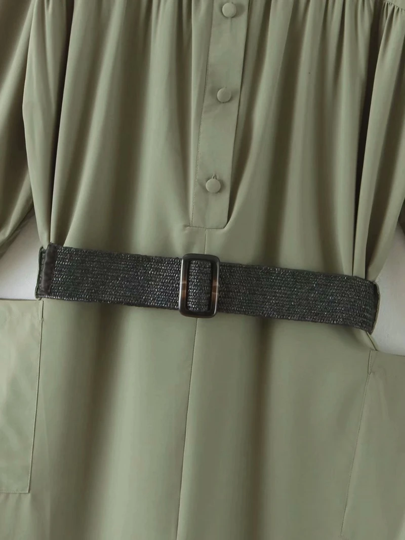 

Spring Fashion Temperament Office Lady Dress Long Sleeves Turn Down Collar Cotton Loose Plus Size Pleated Party Dress XZ2425