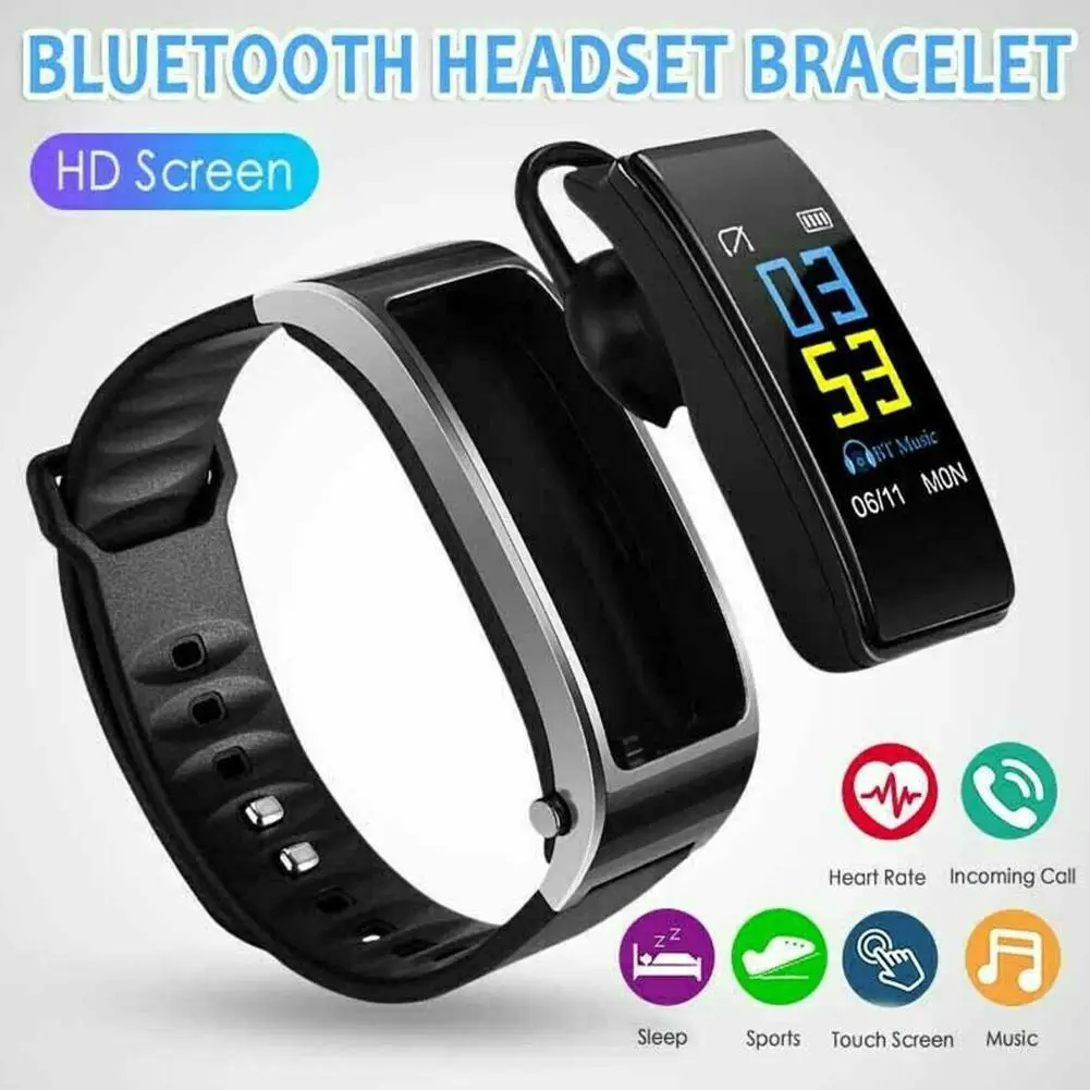 

Wireless Bluetooth Headset, Smart Headset, Color Screen Smart Bracelet, Bluetooth Listening To Music And Calling Two-in-one