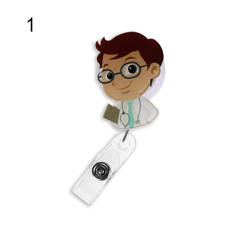 1 Мини милый мультфильм раскладной держатель для бейджа медсестры Lanyards Студенческая медсестер кличка карта держатель значка зажимы школьные офисные принадлежности - Цвет: 1