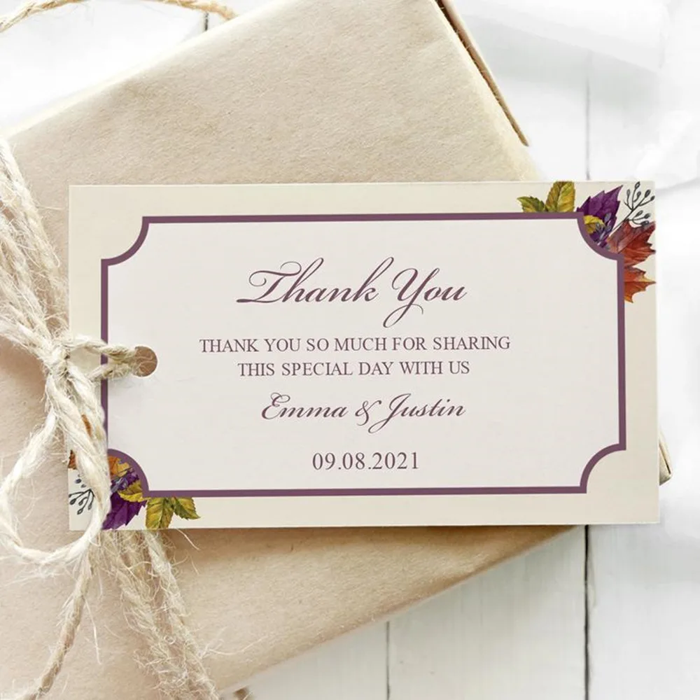 Заказные Свадебные бирки Свадебный ярлык осенние листья Персонализированные