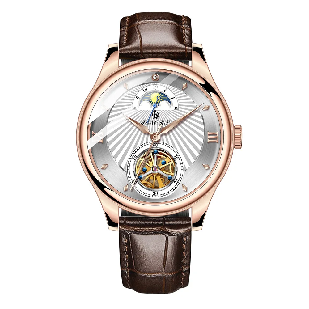 

Sun Moon Star Automatic Mechanical Watch Tourbillon Waterproof Belt Men's Watch SN169
