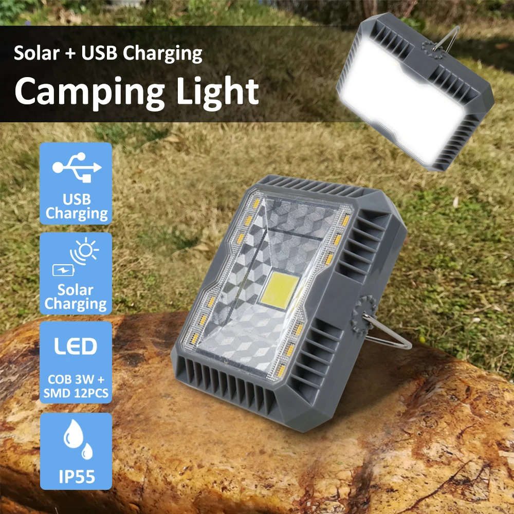 

Portable Lantern Camping Light USB+Solar Charging Flashlight Camping Tent Light Outdoor Portable Hanging Lamp Solar Led Lantern