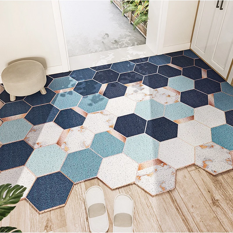 Коврик для входной двери нескользящий водонепроницаемый геометрический в