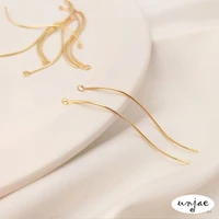 custom 14k gold light gold smooth s shape with rings nine needle single ring pendant ear line hanging rod diy ear accessories