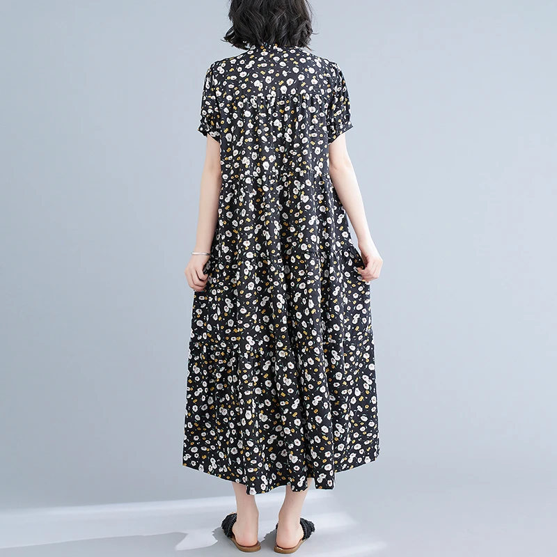 Женское винтажное платье с коротким рукавом сарафан цветочным принтом в