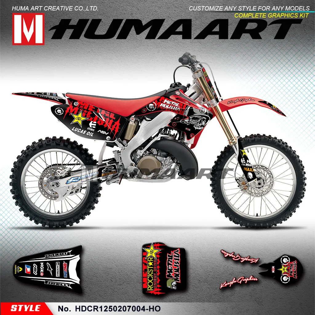 

HUMAART MX Decals Off-Road Graphics Dirt Bike Stickers for CR125 CR250 2002 2003 2004 2005 2006 2007, Customizable