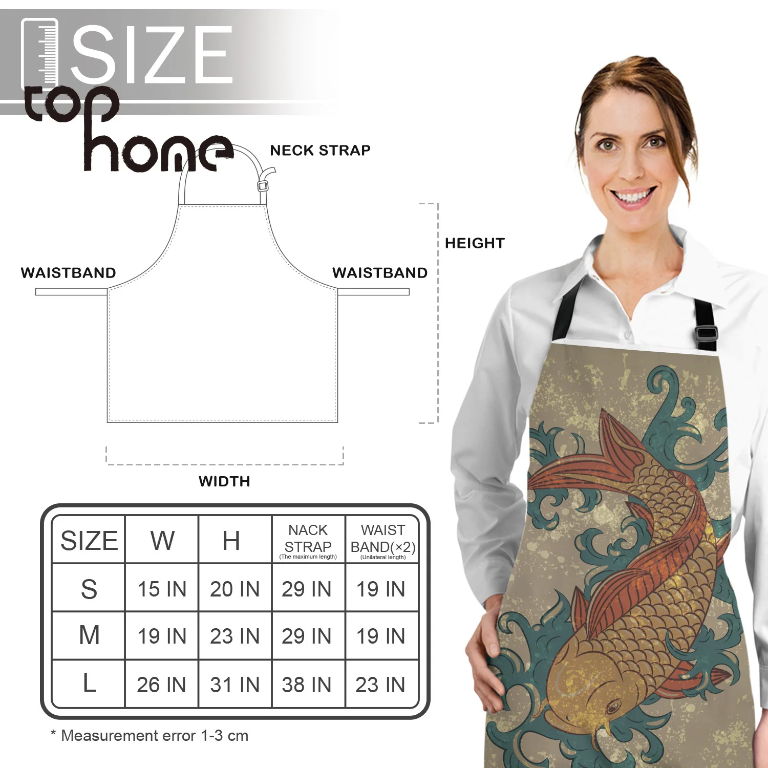 

Tophome Kitchen Apron Japan Carp Koi Printed Adjustable Sleeveless Canvas Aprons for Men Women Kids Home Cleaning Tools