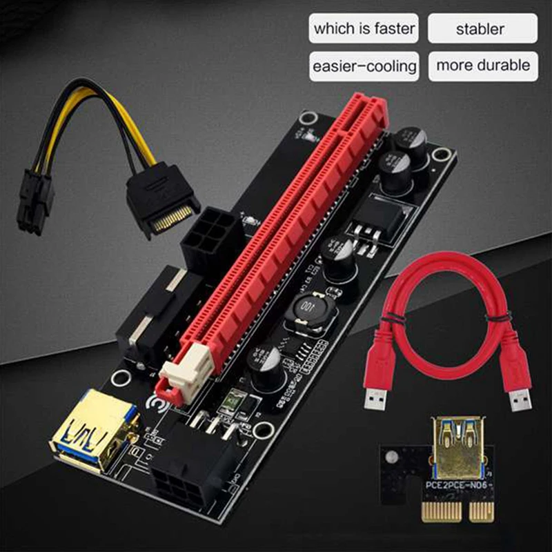 

USB 3.0 PCI-E Express 1X to 16X Riser Card Adapter PCIE 1 to 4 Slot PCIe Port Adapter Card for BTC Bitcoin Miner Mining