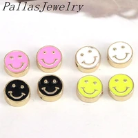 20pcs fashion enamel smile face round beads diy for jewelry making bracelet necklace smiley beads accessory charm