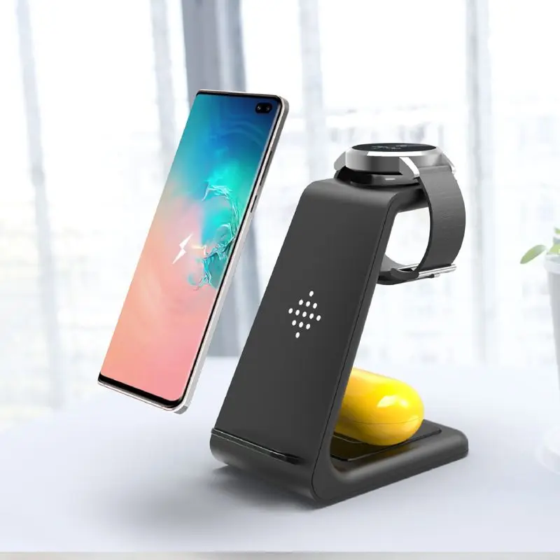 

3 In 1 Wireless Charger Charging Dock Station for Sam-sung Ga-laxy Watch Active/Ga-laxy Buds Earphones for iPhone