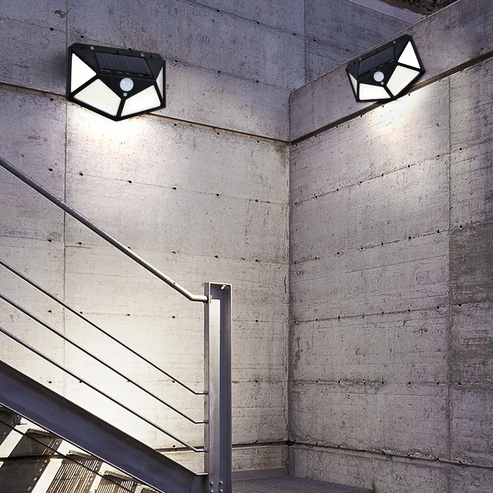 1/2 шт. 100 светодиодный солнечный светильник 3 режима движения PIR Сенсор стенная