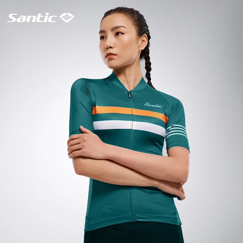 Santic Cycling Suit Women Summer Breathable Road Bike MTB Bicycle Short Sleeves Cycling Jersey Clothing Shirt Top Asian Size