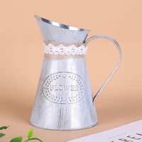 vintage tin bucket fashionable iron flower vase retro metal jugs for home office party festival decoration wrought country style
