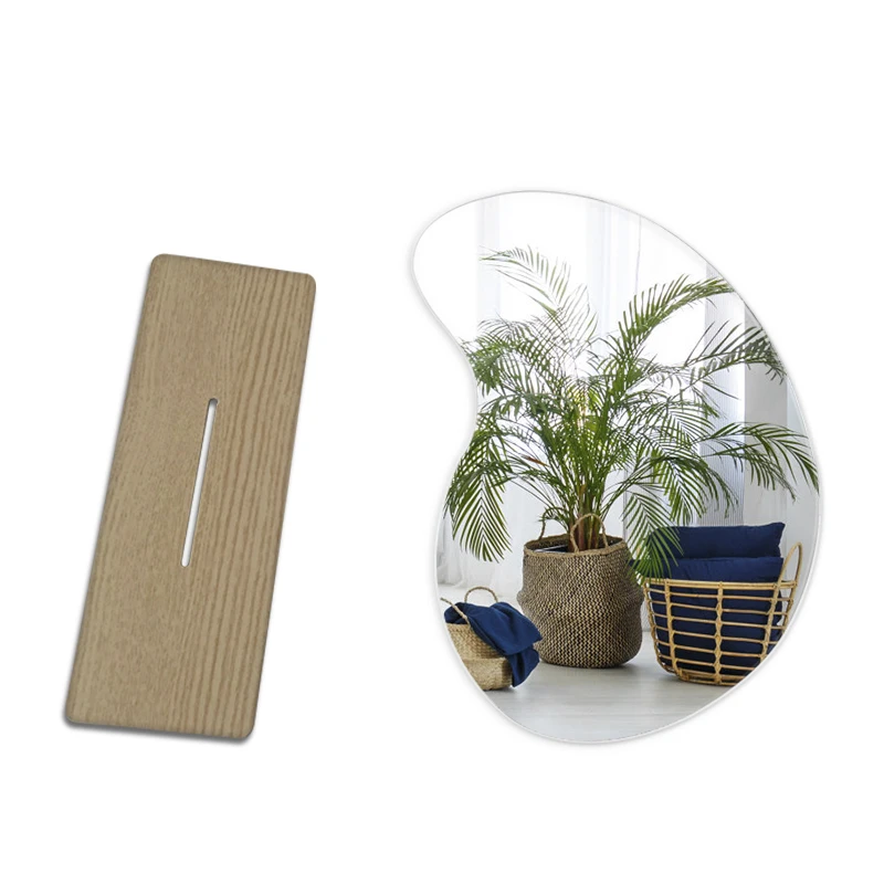 

Makeup Mirror Ins Irregular Acrylic Decorative Mirror Wooden Base Cosmetic Beauty Tools Vanity Mirror