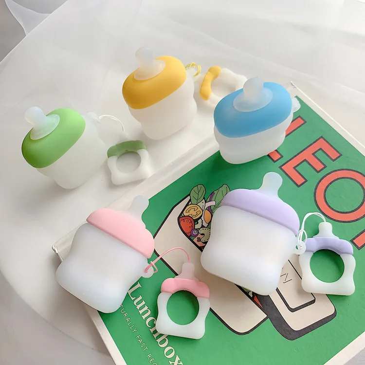 3D кожухи головных телефонов для AirPods чехол милый мультфильм бутылка молока Apple