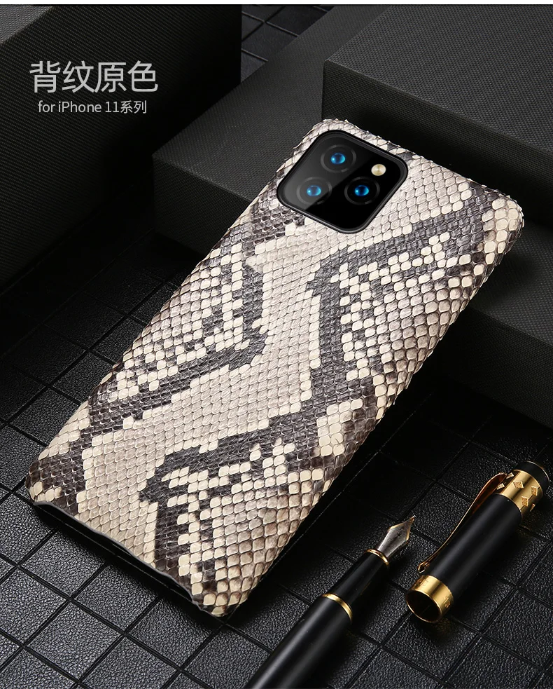Роскошный чехол из натуральной кожи питона для Apple iPhone 11 Pro Max 5,8 6,1 6,5 настоящая змея Защитная Кнопка открытая крышка сумка для iPhone 6 6S 7 8 Plus X XR XS Max