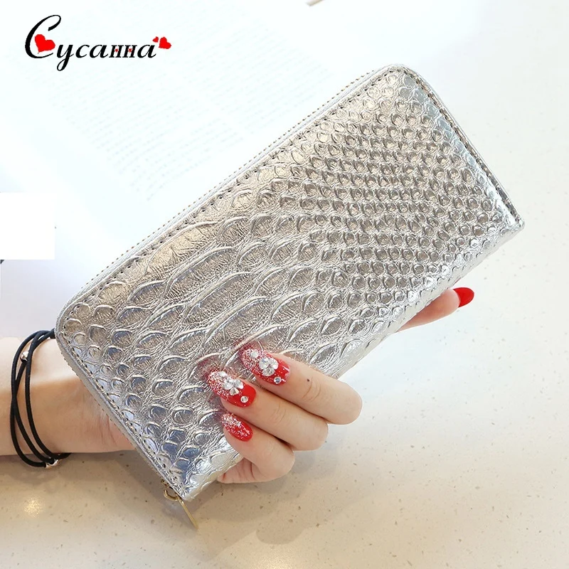 Женский кошелек из искусственной кожи Длинный под крокодиловую кожу змеиную