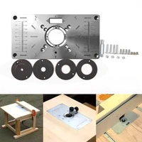 kkmoon router table insert plate woodworking benches aluminium wood router trimmer models engraving machine with 4 rings tools