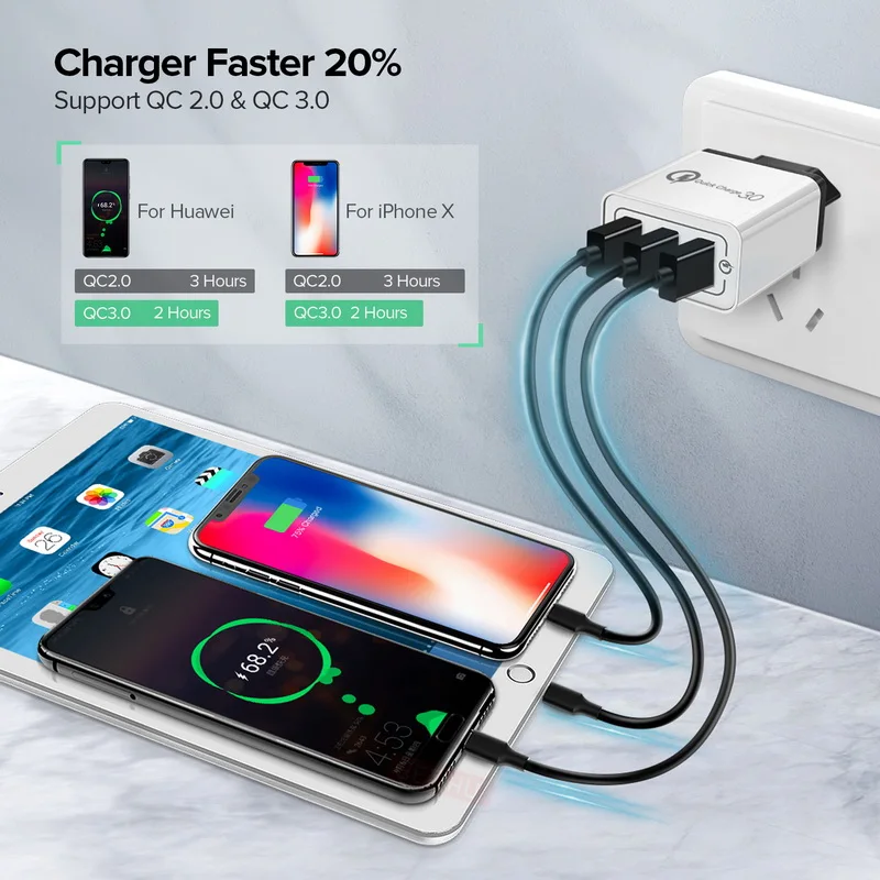 GETIHU 18 Вт Мульти USB зарядное устройство Быстрая зарядка 3 0 2.1A быстрая вилка
