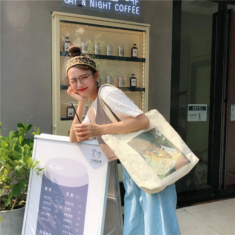 Животное лицо Универсальный холст простой жизни Повседневная сумка Корейская