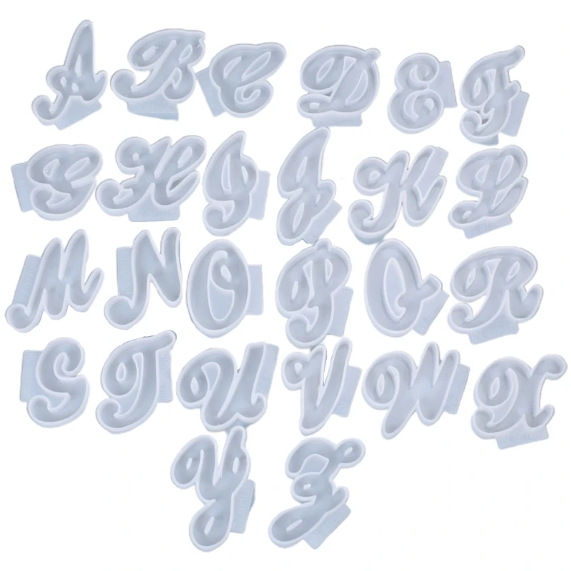 

26Pcs/Set English Letters Resin Mold A-Z Alphabet Shaped Pendant Silicone Mould