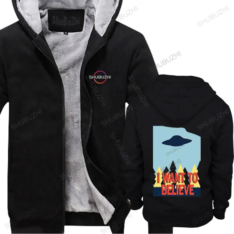 

man winter jacket coat Jenni's Prints X-Files warm hoody Men I Want To Believe fleece hoodie Cotton X Files sweatahirt Clothing