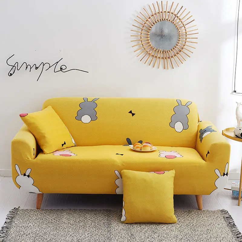 

Милые чехлы для диванов в простом стиле с мультяшным рисунком для гостиной, полноразмерный домашний защитный чехол для дивана, нескользящий чехол для 1/2/3/4-местного дивана F8570