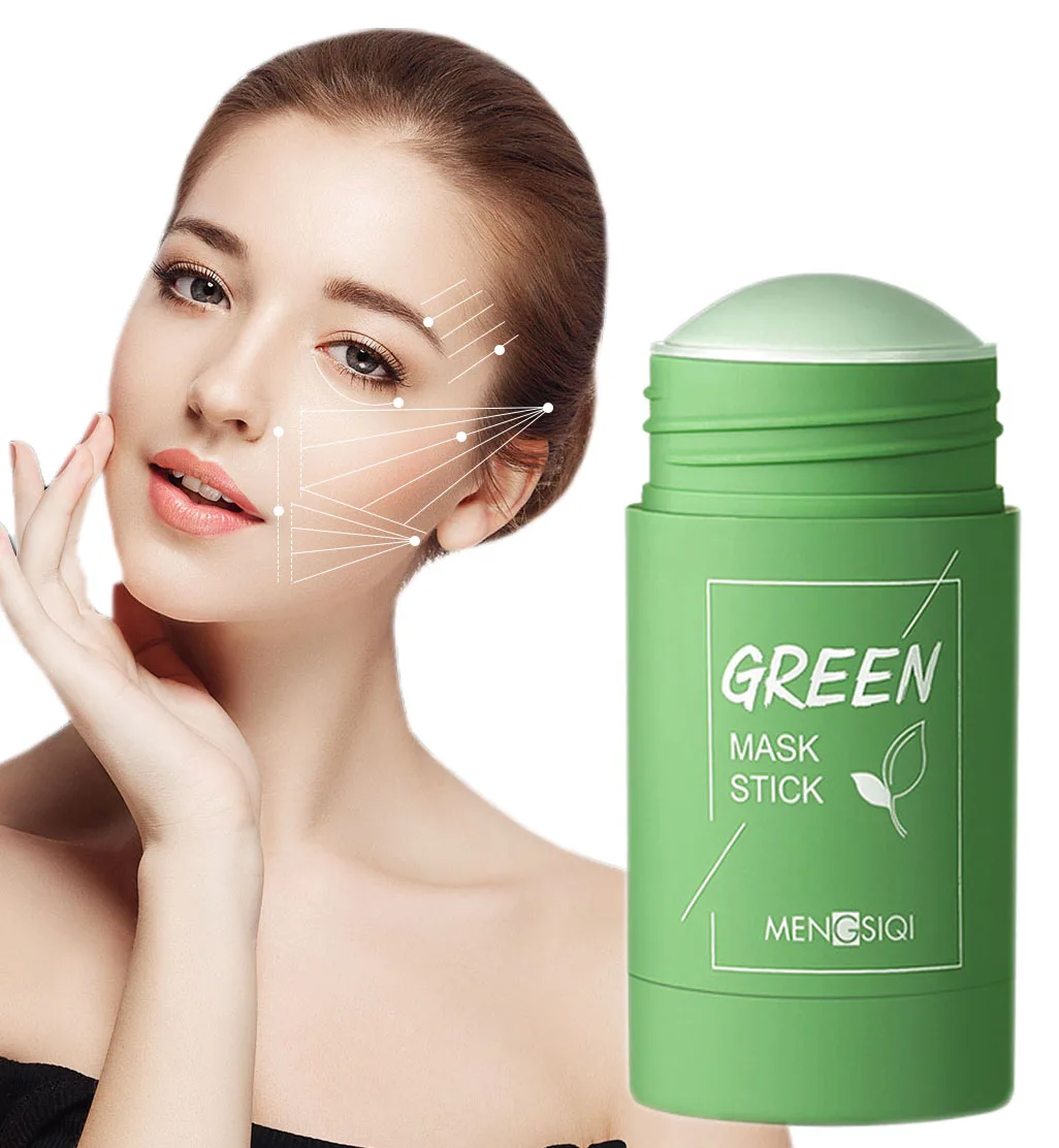 

Green Tea Cleansing Mask Purifying Clay Stick Mask Oil Control Skin Cleansing Care Anti-Acne Eggplant Remove Blackhead Mud Mask