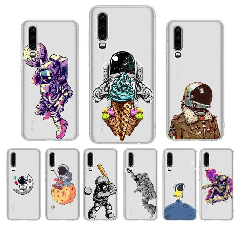 

Cute Cartoon Astronaut Phone Case For Huawei P20 P30 Pro P40 lite Mate 20lite for Y5 Y6 Honor 8X 10 Capa