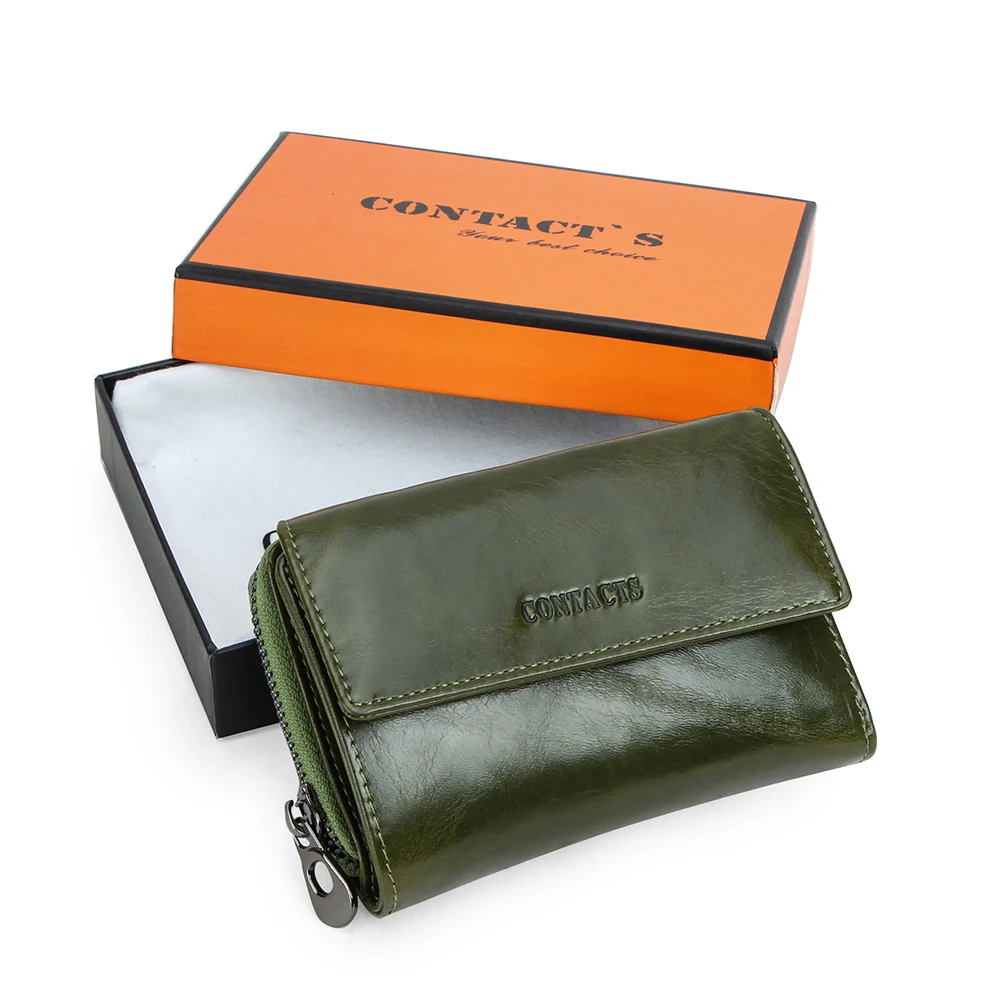 Green Box Женские кошельки из натуральной кожи, короткий кошелек для монет для женщин, женский держатель для карт, маленький кошелек на молнии - Цвет: Green Box