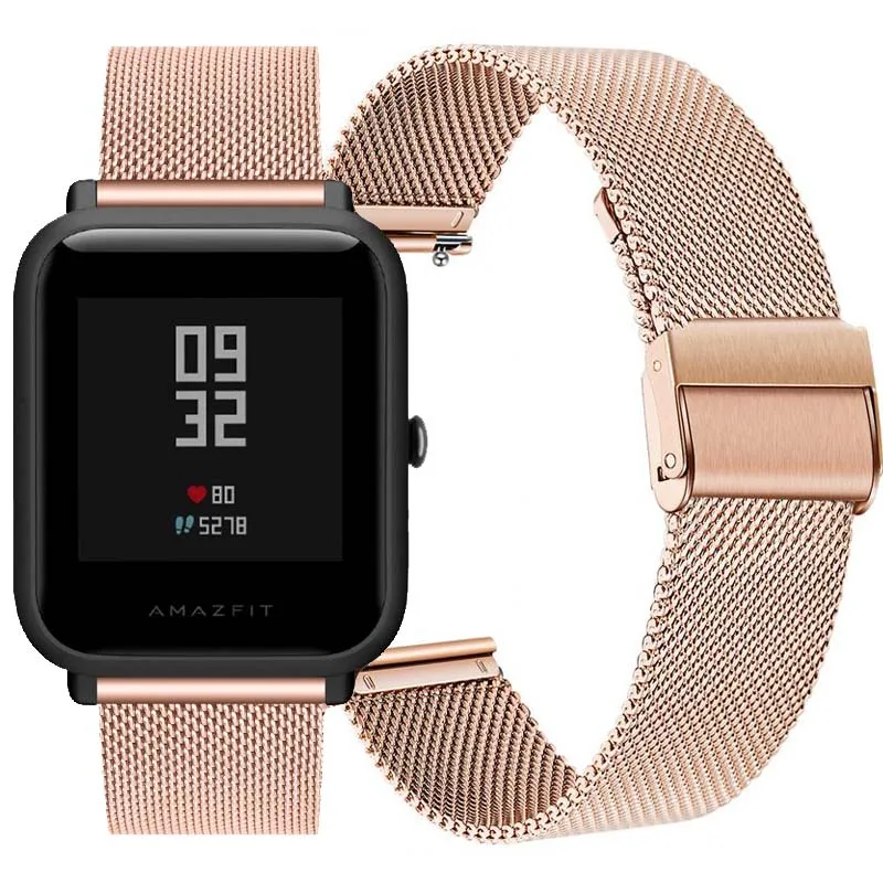 For Amazit Bip Strap Correa Stainless Steel Bracelet for Xiaomi Huami Amazfit Bip Bit Youth Milanese Metal Watchband Wristband