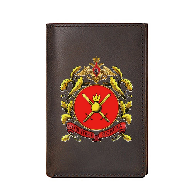 

Кошелек мужской из натуральной кожи, классический бумажник с российским армейским принтом, кредитница, короткий клатч