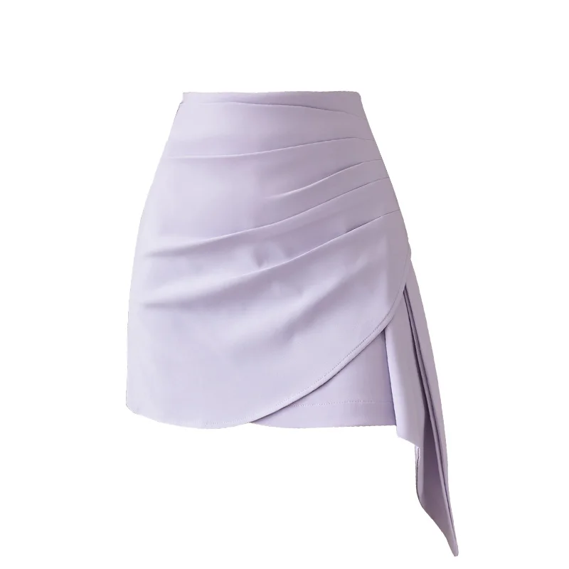 

2021 Spring and Summer New Korean Version of Pleated Irregular A-line Short Skirt High Waist Slimming Bust Skirt Female