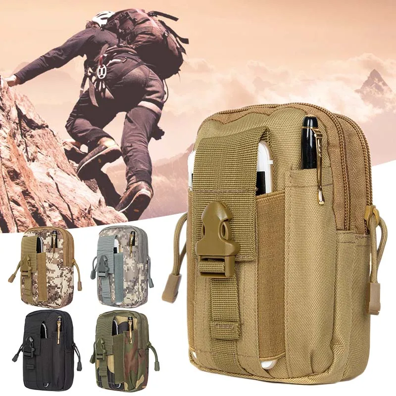 

Men Outdoor Military Tactical Bag Camo Waterproof Waist Bag Military Waist Pack Running Pouch Travel Multifunction Camping Bags