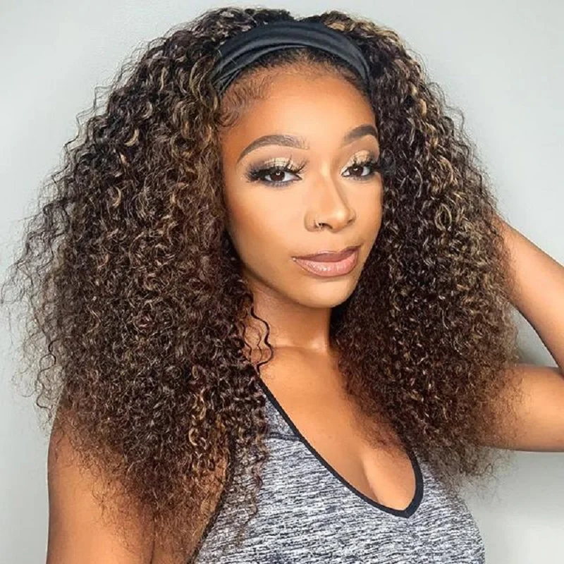 

Обруч Омбре парики, человеческие волосы, глубокая кудрявая волна, головная повязка, парики из человеческих волос для женщин, бразильский де...