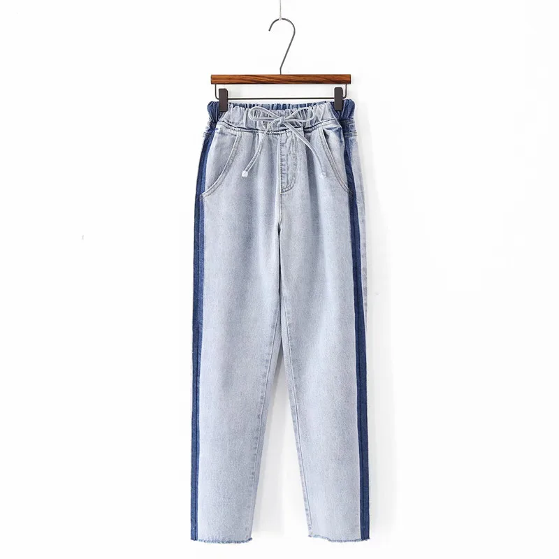 Light Blue GOPLUS, Ретро стиль, высокая талия, шнурок, прямые джинсы, женские, повседневные, джинсовые штаны, Осень-зима, полная длина, джинсы для женщин, C7188 - Цвет: Light Blue