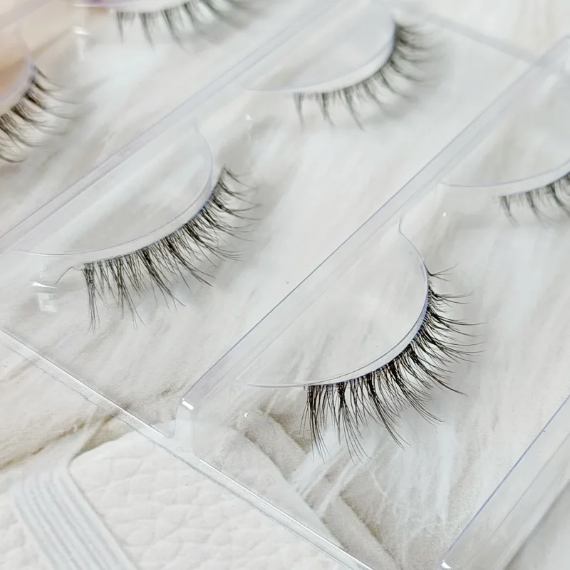 3 Pairs Natural Eyelashes Clear Band Whosales Short Eye Lashes Handmade Nude Makeup aturally Simulated Thick Big Eye