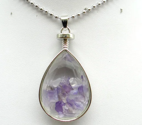 Подвеска из натурального камня и стекла для изготовления ювелирных изделий