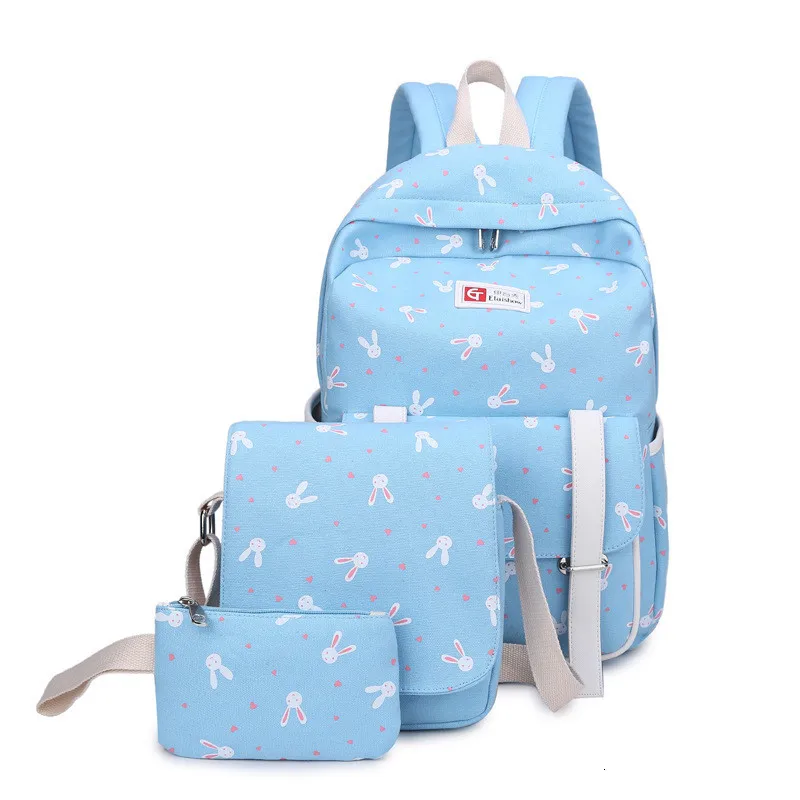 Кролик шт/набор мультфильм 3 холщовый женский рюкзак школьный дорожные рюкзаки