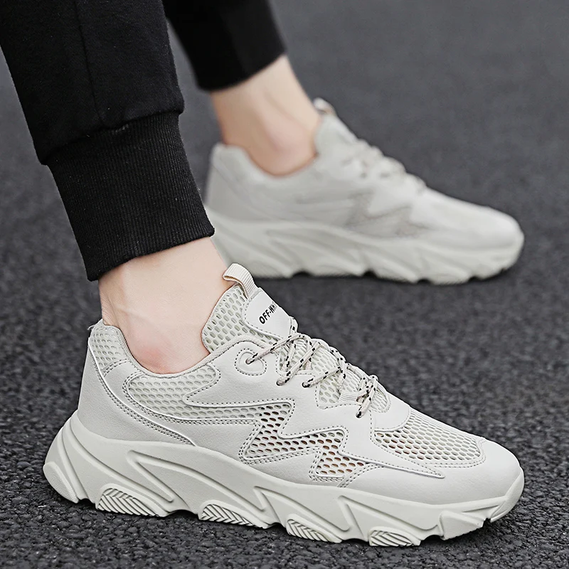 Кроссовки мужские сетчатые дышащие легкие на шнуровке Повседневная Удобная