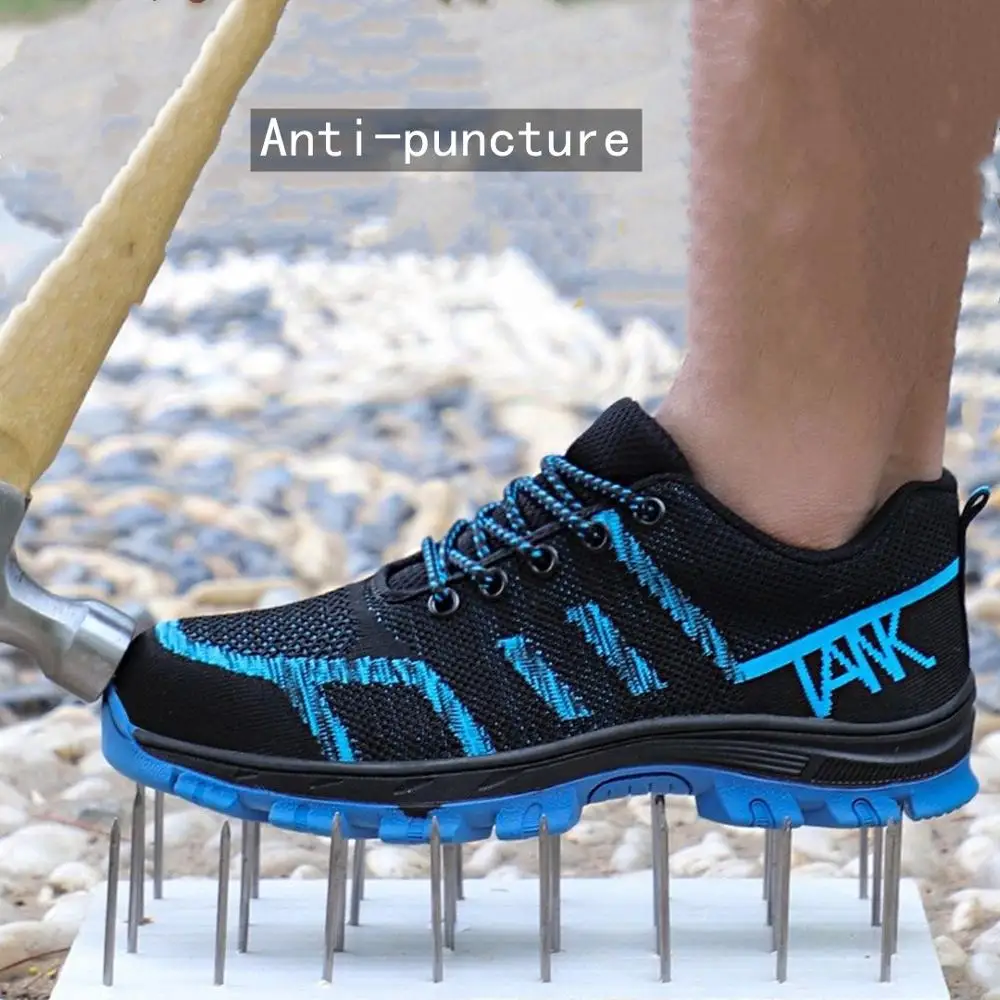 Мужская и женская дышащая обувь со стальным носком легкая защитная с защитой от