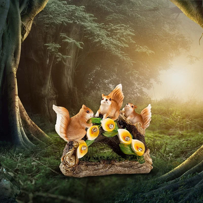 

Lovely Squirrel Family Model Cartoon Animal Figurine Dollhouse Cake Home Decor Fairy Garden Decoration