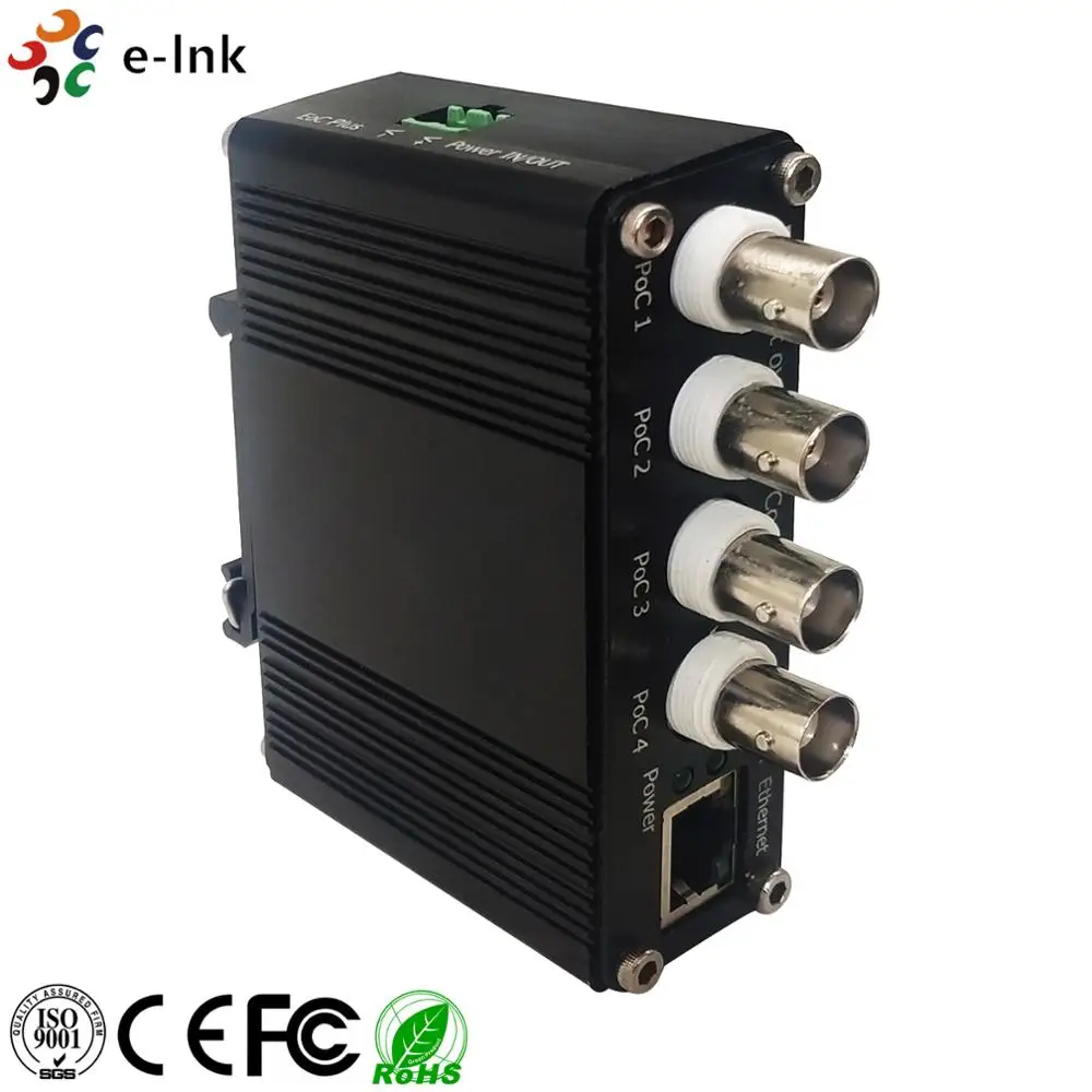 Промышленный приемник EOC с 4 портами POC Ethernet Over Coax конвертер Rx подключение к 1Ch