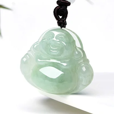 

Zheru Jewelry Natural Burmese Jade A Light Color Happy Buddha Pendant Exquisite Jewelry Best Gift