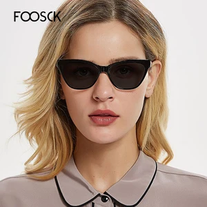 Солнечные очки кошачий глаз женские, винтажные солнцезащитные аксессуары в чёрной оправе, с прозрачными линзами