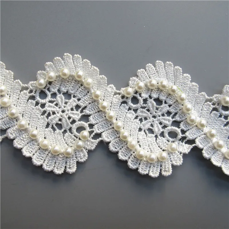 10X винтажные многоножки жемчуг бисер кружевная отделка Лента ткань вышитая