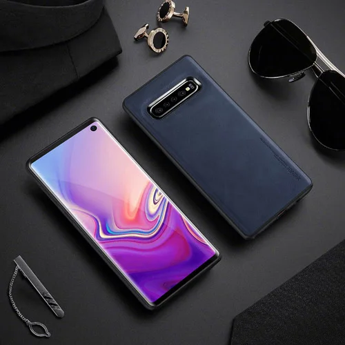 blue phone case Для samsung Galaxy S10 Plus/S10e чехол X-Level Ретро кожа мягкий силиконовый край задняя крышка для Galaxy S9 plus note 10+ чехол Capa - Цвет: blue phone case