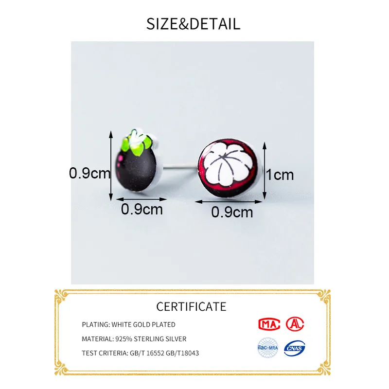 

INZATT Real 925 Sterling Silver Minimalist Fruit Stud Earrings For Fashion Women Party Fine Jewelry Minimalist Cute Accessories