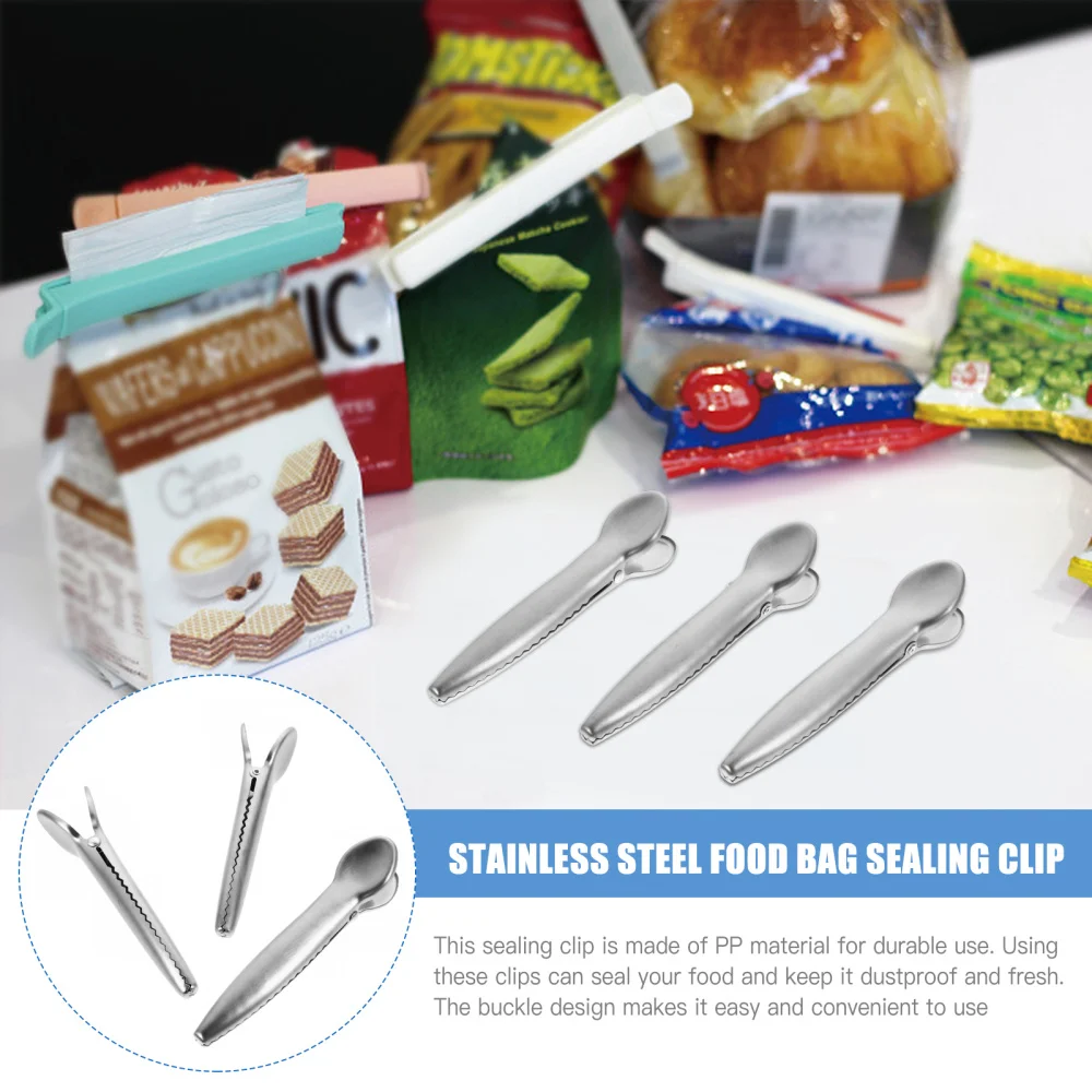 

1 Set 10Pcs Stainless Steel Bag Sealing Clips Practical Bag Clips (Silver)