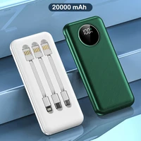 20000mah power bank with cable portable charger fast charging powerbank for iphone 13 12 pro samsung s21 huawei xiaomi poverbank